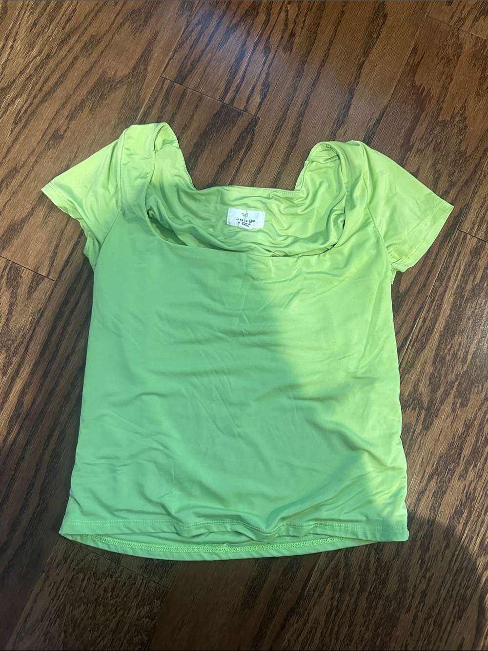 Square Neck Short Sleeve Tee in Lime Green